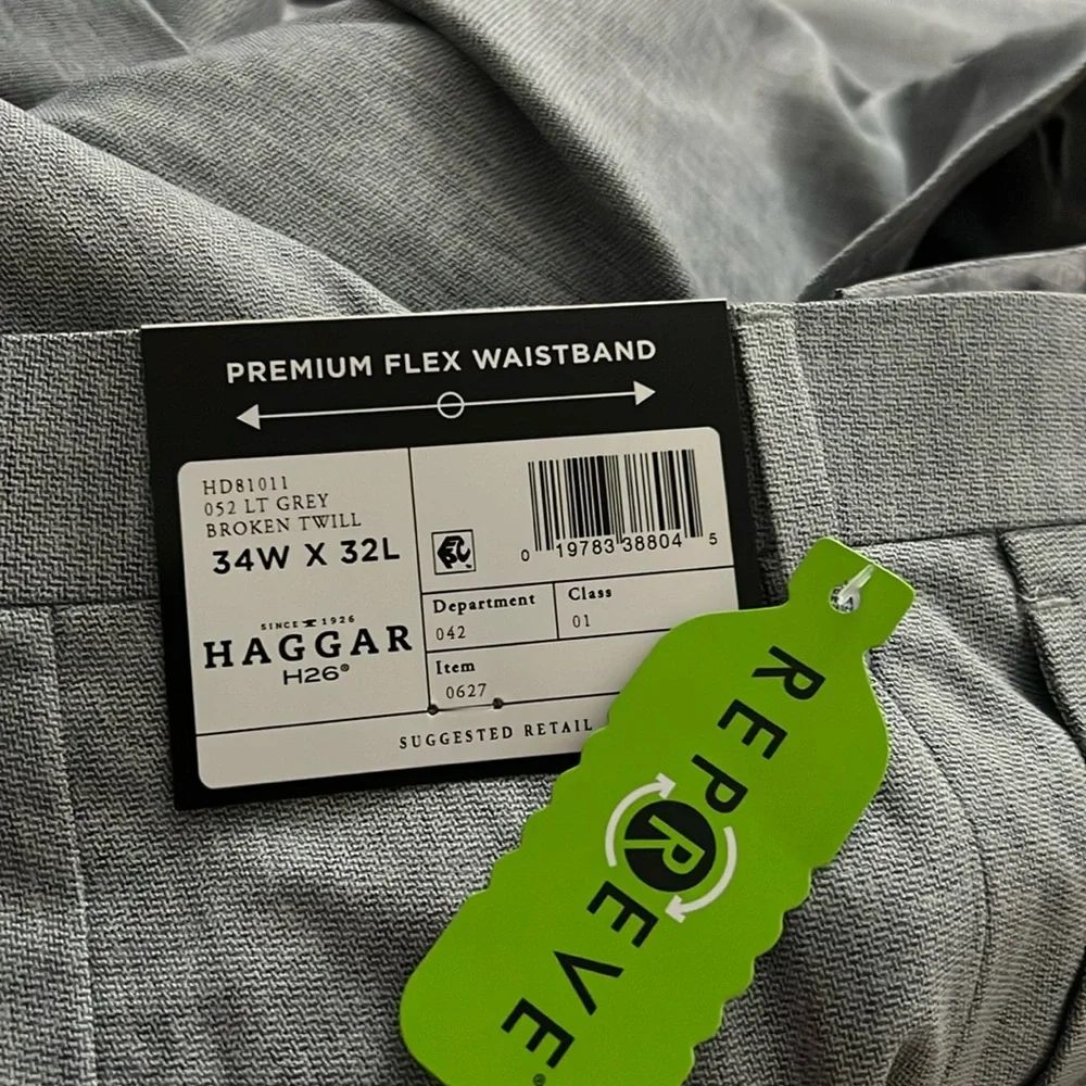 33.Haggar H26 Men's Premium Stretch Signature Slim Dress Pants - Light Gray